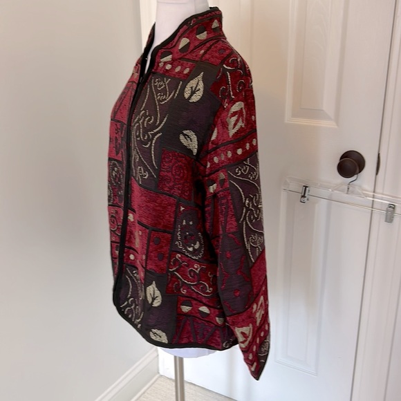 Mary McFadden Collection Burgundy Chenille Tapestry Jacket - Picture 3 of 5